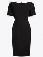 Crew Neck Bow Contrasting Colors Slim Fit Banquet Formal Dress For The Workplace Midi Dresses