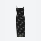 Bianca Minimalist Vintage Floral Lace Dress with Sheer Overlay Chic Silhouette Collection