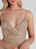 V-neck Wrap Sequins Formal Dress Parties Banquet Mini&Short Dresses
