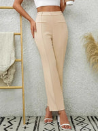 Slim-fit, Loose-fitting, Slightly Flared, High-waisted Straight-leg Trousers