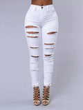 Hole Stretch Slimming Pencil Pants Jeans