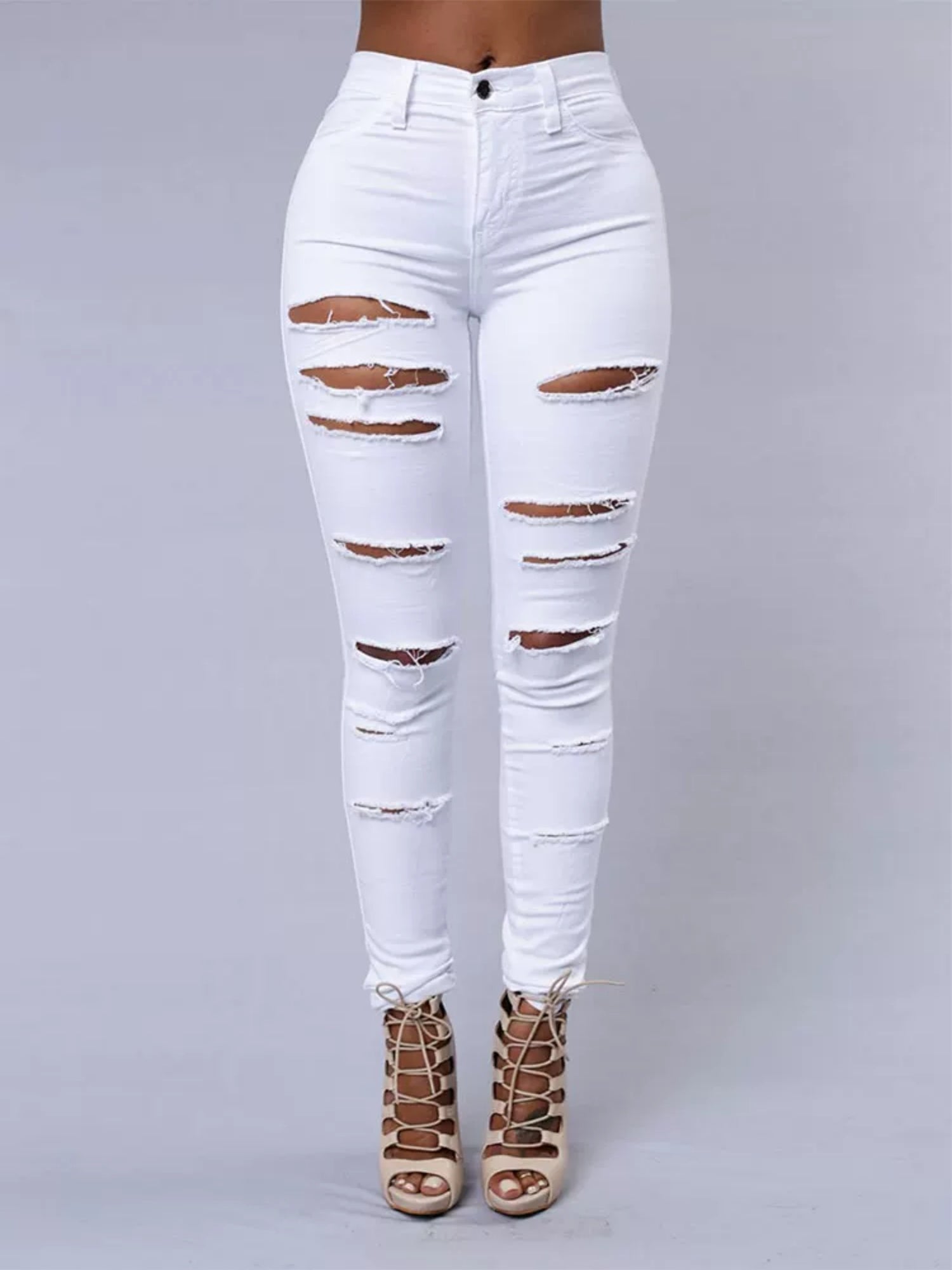 Hole Stretch Slimming Pencil Pants Jeans