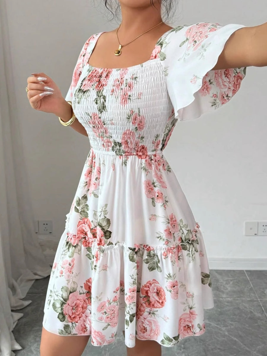 Hit Puff Sleeve Short Dress