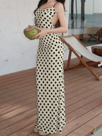 Polka Dots Sleeveless Slim-fit Maxi Dresses