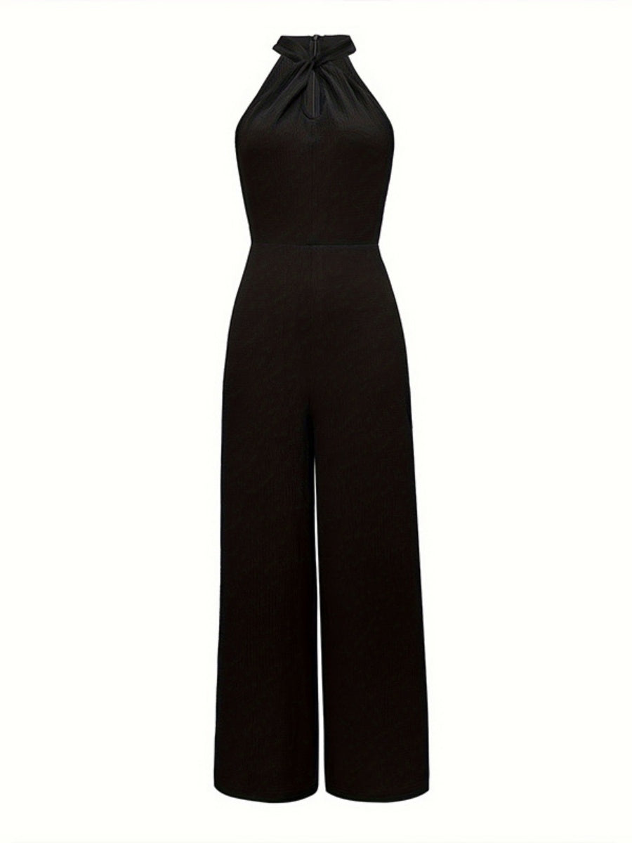 Halter Sleeveless Cross-cut Commuting Jumpsuits
