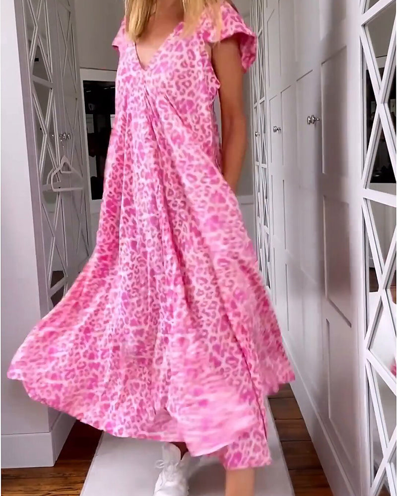 Zenaida Elevated Dress with V Neck and Short Sleeves Evening Wear Edit