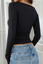 Lacework Button-down Ribbed Knit Tops