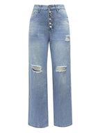 Hole Washed Loose-fit Jeans