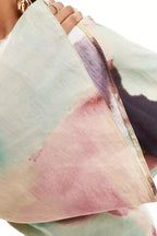 Mila Chic Ultra Long Dress with Abstract Watercolor Print Boutique Collection