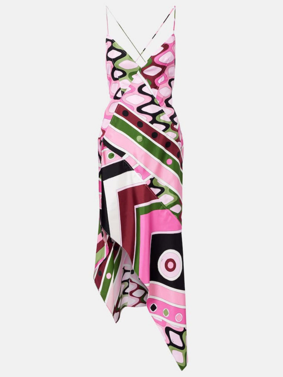 Printed Sleeveless Backless Irregular Hem Temperament Maxi Dresses