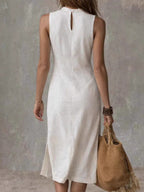 Sleeveless Tank Tops High Slit Temperament Knitting Midi Dresses