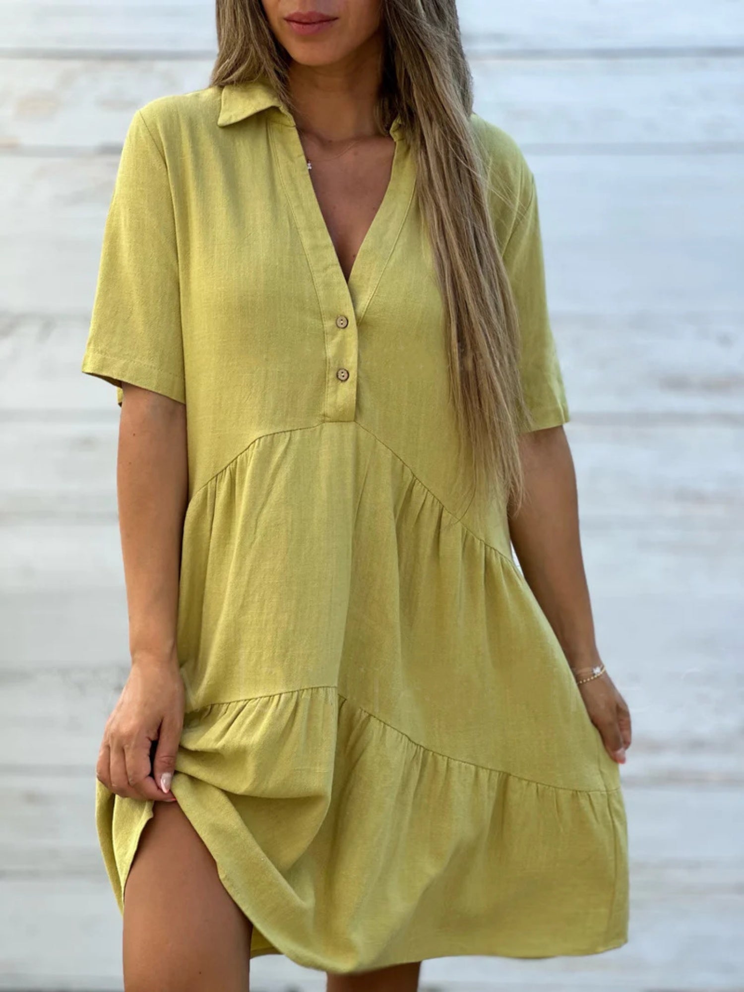 Lapel Loose, Full Skirt Mini&Short Dresses