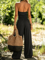 Halter Draped Collar Jacket Loose Wide-leg Trousers Set 2-piece Sets