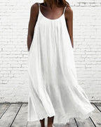 Fabiola Aesthetic Long White Summer Dress Designer Edit