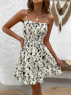 Leopard Print Suspender Short Dress