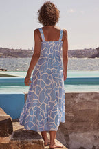 Floral Print Smocked Tie Shoulder Tiered Ruffle Maxi Dress