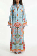 Safari Fantasy Tie-Neck Maxi Dress