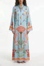 Safari Fantasy Tie-Neck Maxi Dress