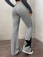Star Print Highly Elastic High Rise Flare Leg Pants