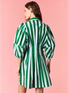 Chloe  Striped Puff Sleeve Mini Shirt Dress