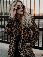 Faux Fur Coats Leopard Long Sleeves Leopard Print Oversized Eco-friendly Fur Coat