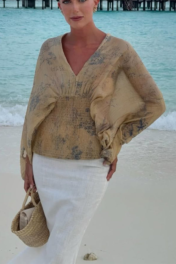 Bohemian Style Ibiza Embroidered Wide-sleeved Shirt
