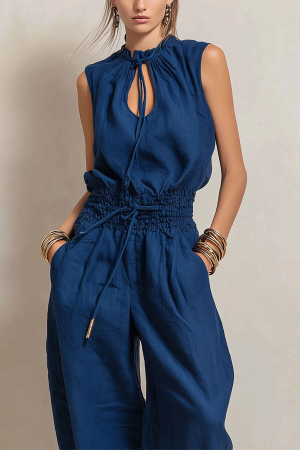 Chic Sleeveless Top and High-Waisted Wide-Leg Pants