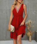 Bianca Effortless Sleeveless V Neck Lace Casual Mini Dress Elevated Occasion Wear