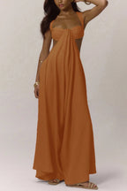 Solid Color Casual Camisole Loose Stretch Wide-leg Jumpsuit