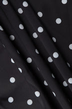 Black Spaghetti Strap Sweetheart Neck Lace Trim Polka Dot Side Slit Mini Dress