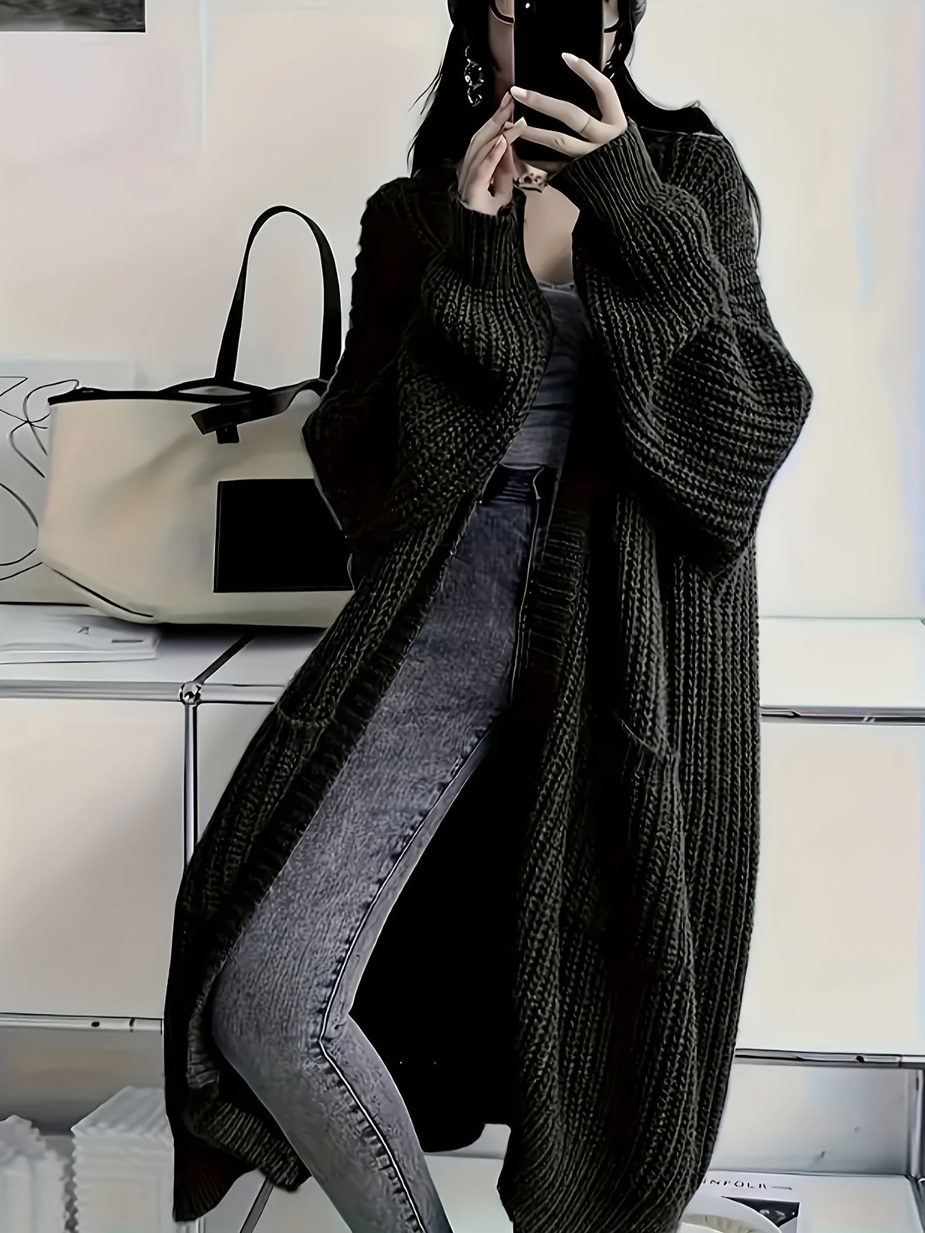 | Longline Cardigan in Cozy Material