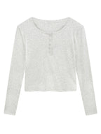 Solid color Long sleeves Tee