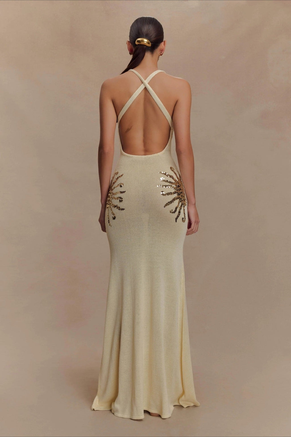Elegant U Neck Solid Sweater Dress