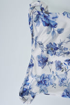 One Shoulder Twist Front Slim Long Floral Dress