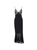 Splice Lace Mesh Hem Maxi Dress