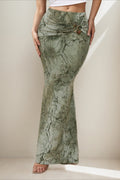 Retro Printed Chic Slim Long Skirt