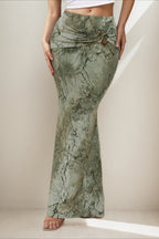 Retro Printed Chic Slim Long Skirt