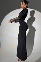 Rhinestone Mesh Bodycon Maxi Dress
