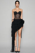 Wenrey Strapless Lace-Up Midi Dress Set