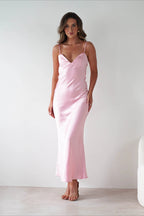 Satin Backless Tie Dress