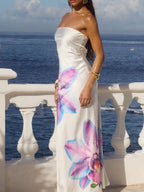 Printed Tube Maxi Dress