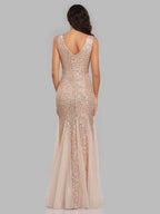 Sequin Mermaid V-Neck Sleeveless Dress