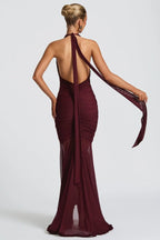Deep V Halter Mermaid Dress