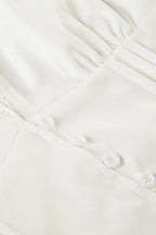 Lace Paneled V Neck Puff Short Sleeve Blouse