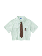 Stripe Slim Short Sleeves Shirts