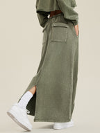 Washed Back Slit Baggy Maxi Skirt