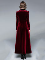 Women's Wrap Coat Turndown Collar Retro Burgundy Winter Outerwear