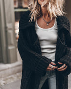 Chunky and Warm Knit Button Pocketed Oversized Midi Cardigan