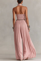 Bohemian Halter Neck Wide-Leg Jumpsuit