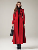 Women's Coat Warm Winter A-line Lapel Full Length Maxi Woolen Coat 2026
